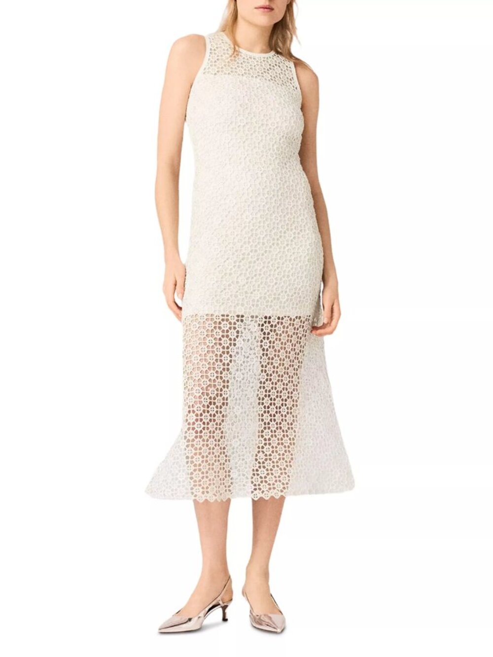 Maje Resilla Rhinestone Crochet Maxi Dress